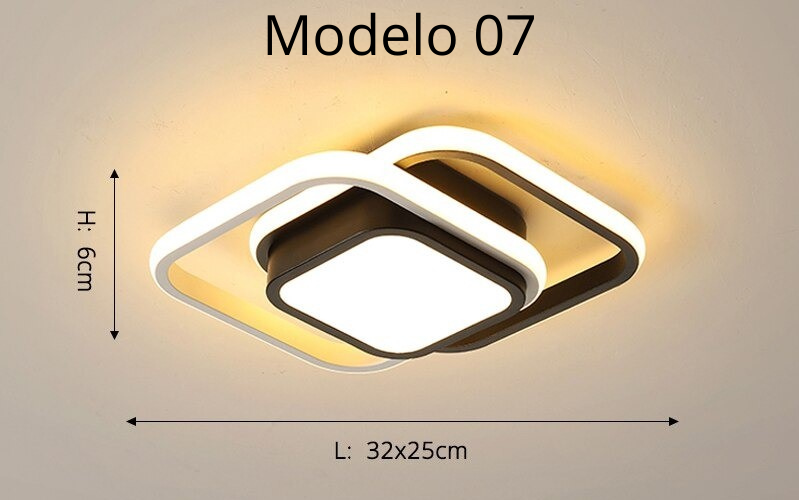 Luminária Lustre Minimalista LED 24w - 3 Cores de Luz Ajustáveis - 11 Modelos